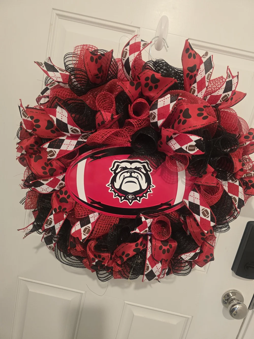 Georgia Bulldogs Red & Black Football Wreath